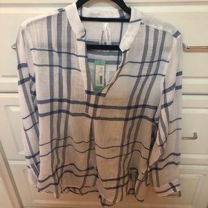 Light blue and white plaid  button up